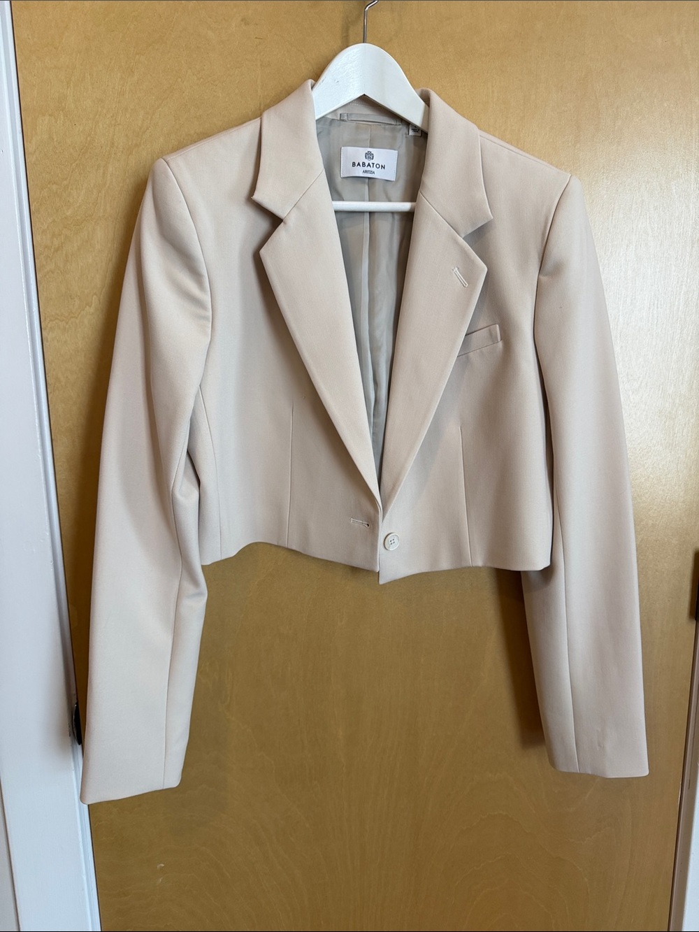 Aritzia Arbus Cropped Cream Blazer Jacket - Picture 3 of 11